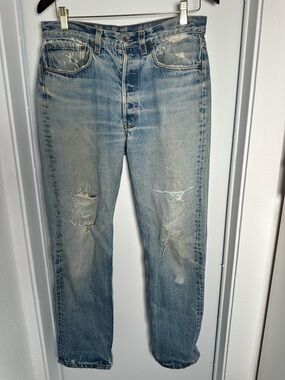 Vintage Levi’s Distressed 501 Jeans Made in USA Light Wash Size 36